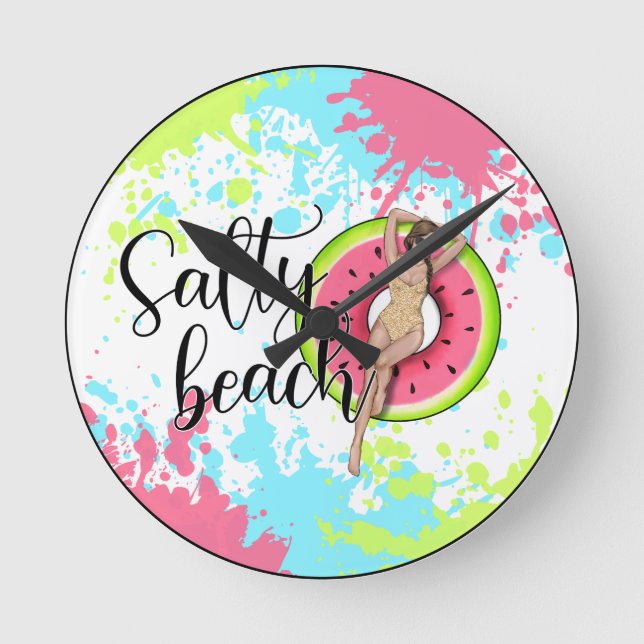 Salty Beach  Round Clock (Front)