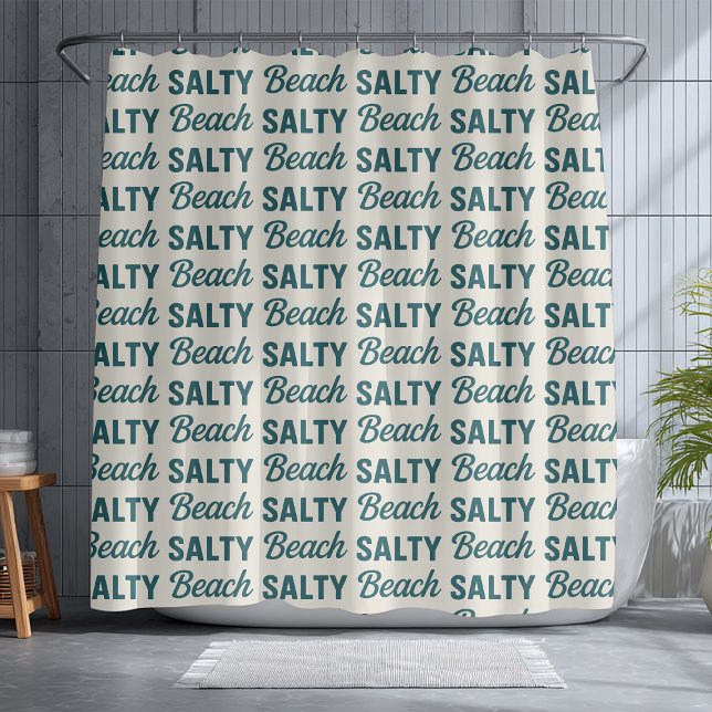 Salty Beach Sand & Teal Coastal Life Surf Graphic  Shower Curtain (Creator Uploaded)
