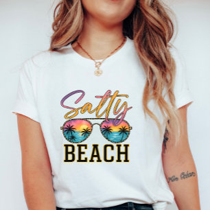 Salty Beach Sunglasses; Retro Summer Palm Tree T-Shirt