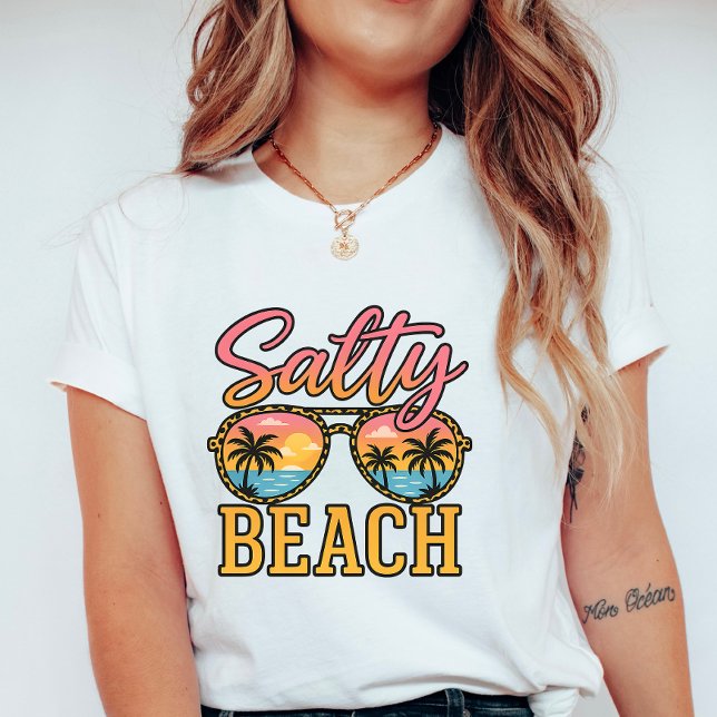Salty Beach Sunglasses; Retro Summer Palm Tree T-Shirt (Creator Uploaded)