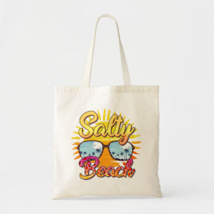 Salty Beach   Tropical Sun & Palm Tree Tote Bag