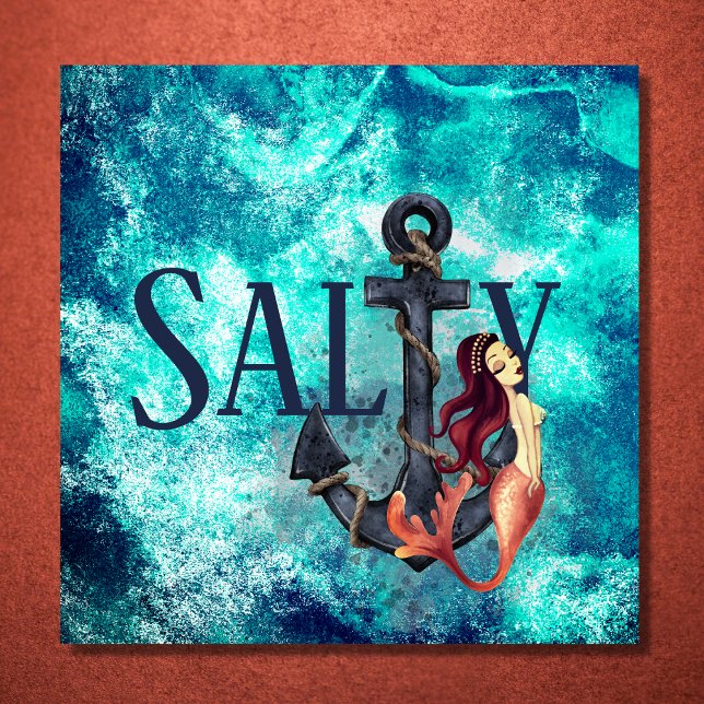 Salty - Beautiful Mermaid, Anchor Nautical Poster (Salty - Beautiful Mermaid, Anchor Nautical Poster)