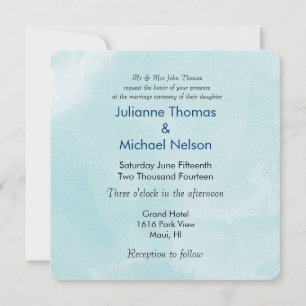 Salty Blue Watercolor Wedding Invitation