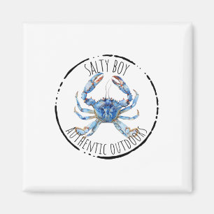 Salty Boy Salty Attitude Funny Fishing Crab Fishin Magnet