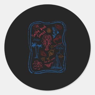 Salty But Sweet Seashells Hawaii Beach Funny Summe Classic Round Sticker