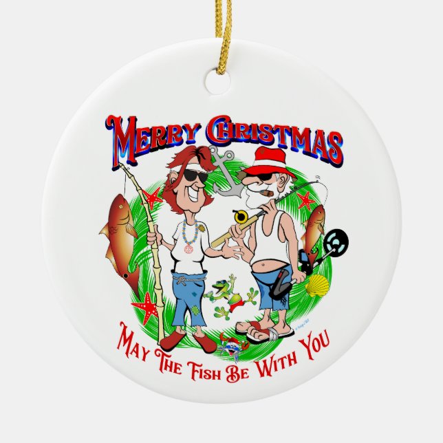 Salty Christmas Ceramic Ornament (Front)