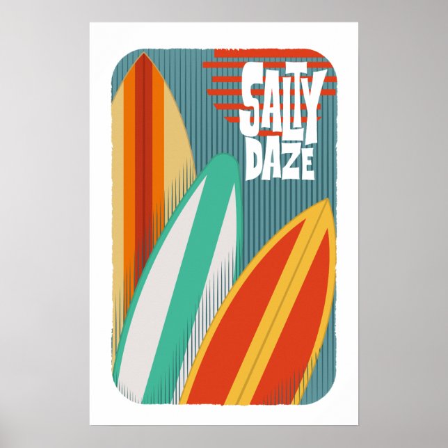 Salty Daze Surfing Poster (Front)