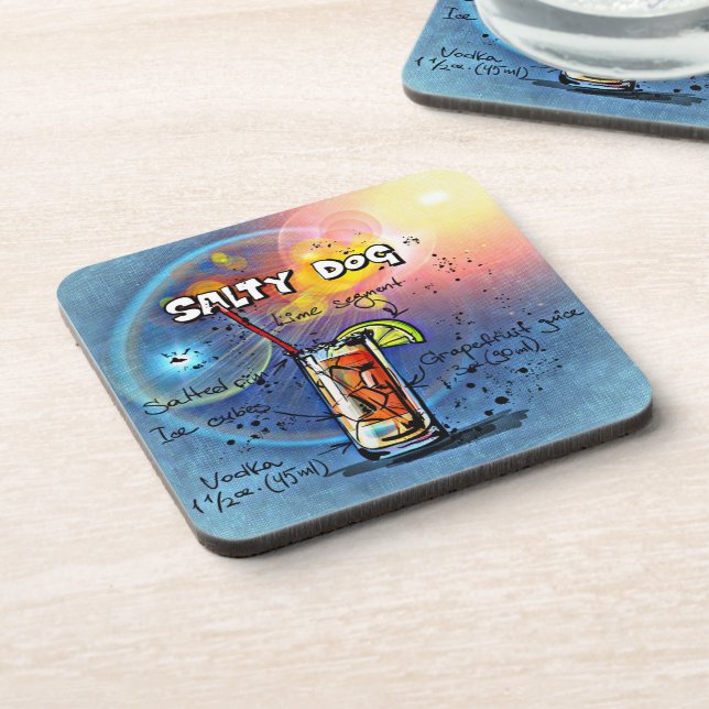 Salty Dog Cocktail (#6 of 12 Drink Recipe Sets) Coaster (Left Side)