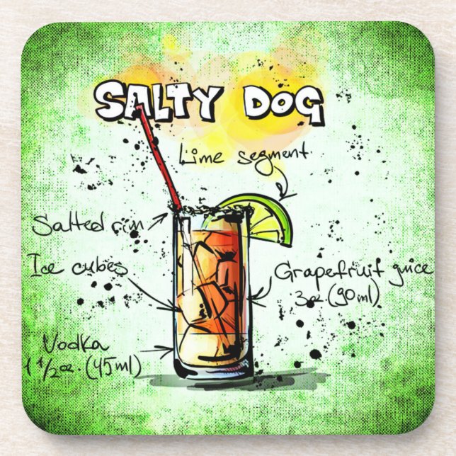 Salty Dog Cocktail Drink Coaster (Front)