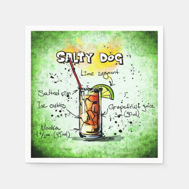 Salty Dog Drink Recipe Napkin (Front)