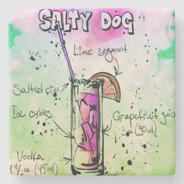 Salty Dog Drink Recipe Stone Coaster (Front)