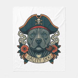 Salty Dog Pitbull Fleece Blanket