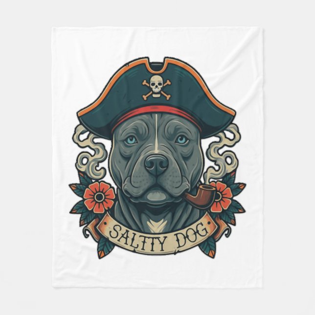 Salty Dog Pitbull Fleece Blanket (Front)
