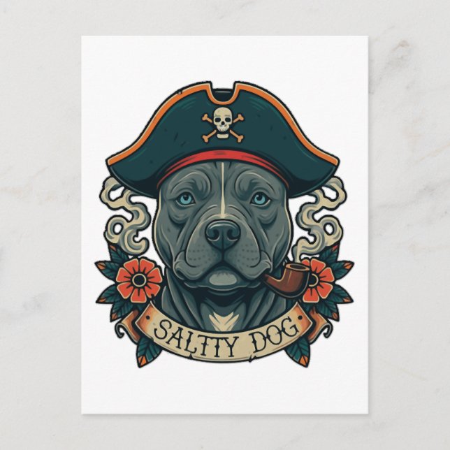 Salty Dog Pitbull Postcard (Front)