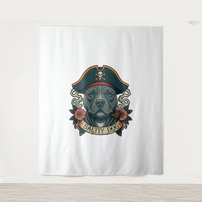 Salty Dog Pitbull Tapestry (Front)