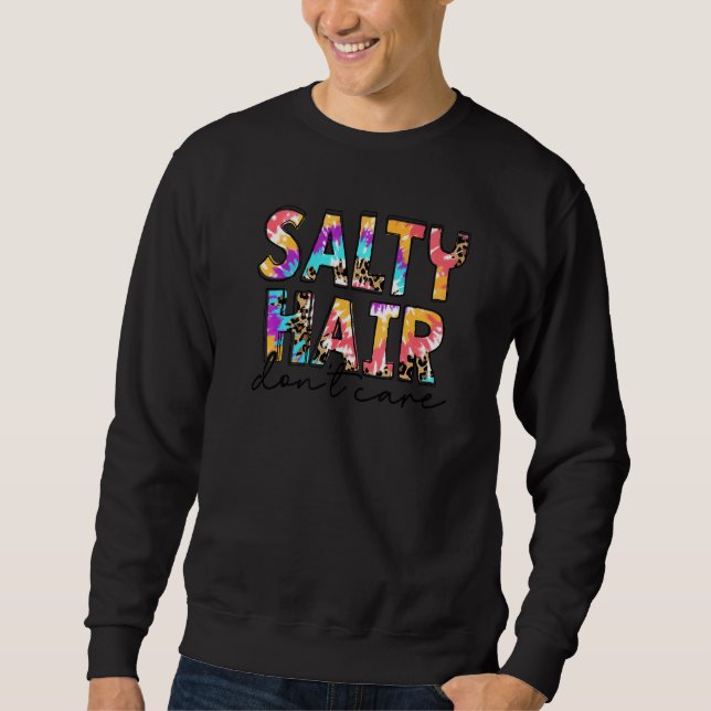 Salty Hair Don't Care  Panama City Beach  Leopard Sweatshirt (Front)