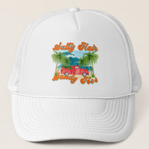 Salty Hair, Sandy Toes Tropical Island Trucker Hat
