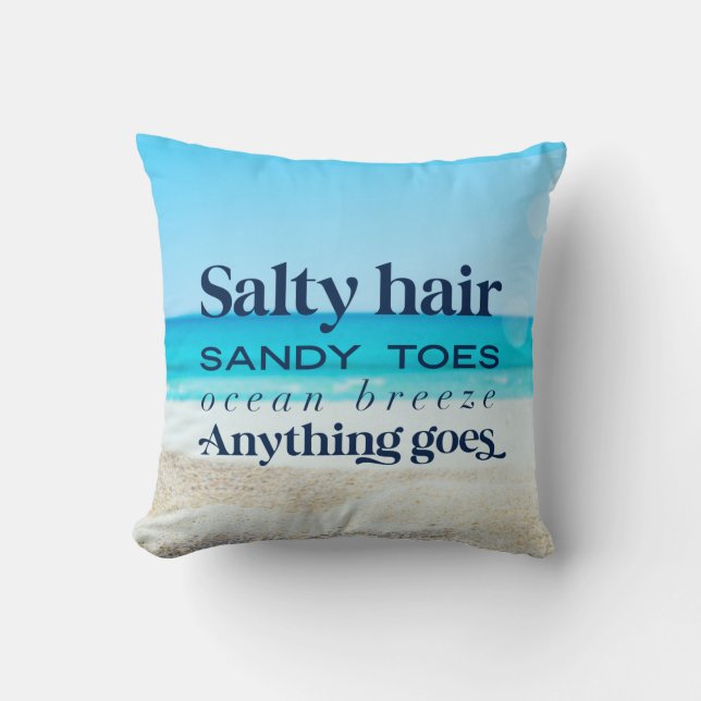 Salty Hari Sandy Toes Beach House Quote Cushion (Front)
