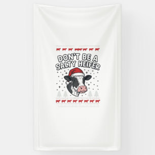 Salty Heifer Christmas Cow Funny Vintage Engraving Banner