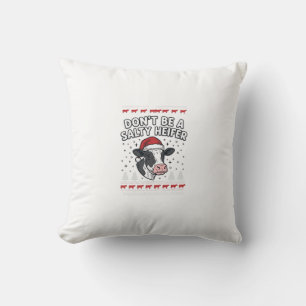 Salty Heifer Christmas Cow Funny Vintage Engraving Cushion