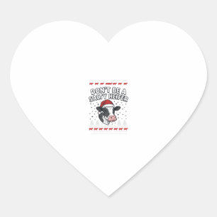 Salty Heifer Christmas Cow Funny Vintage Engraving Heart Sticker
