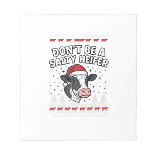 Salty Heifer Christmas Cow Funny Vintage Engraving Notepad