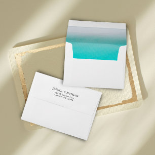 Salty Kisses I Teal Green I Sandy Beach Wedding Envelope