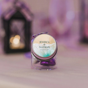 Salty Kisses I Teal I The Sandy Beach Wedding Classic Round Sticker