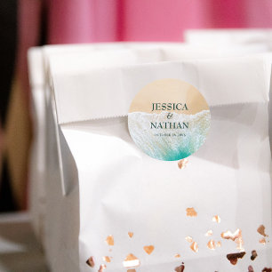 Salty Kisses I Turquoise I The Sandy Beach Wedding Classic Round Sticker