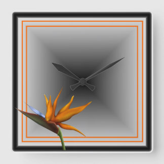 Salty Kisses Tropical Decor Bird of Paradise Square Wall Clock