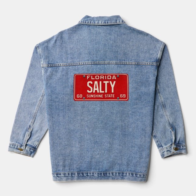 Salty Life 1969 | Retro Florida License Plate Surf Denim Jacket (Back)