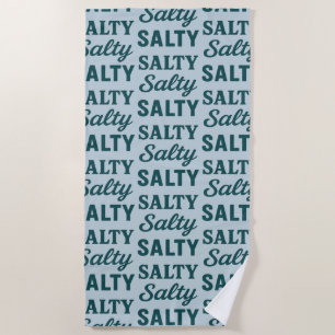 Salty Life Coastal Lover - Teal Blue Graphic Print Beach Towel