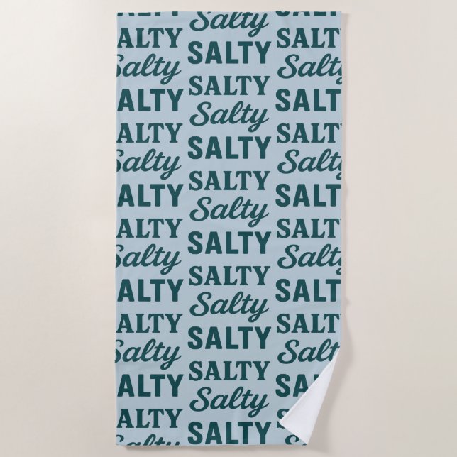 Salty Life Coastal Lover - Teal Blue Graphic Print Beach Towel (Front)
