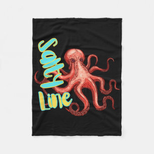 Salty Line Octopus Ocean Fishing Boat Trip Crew Va Fleece Blanket