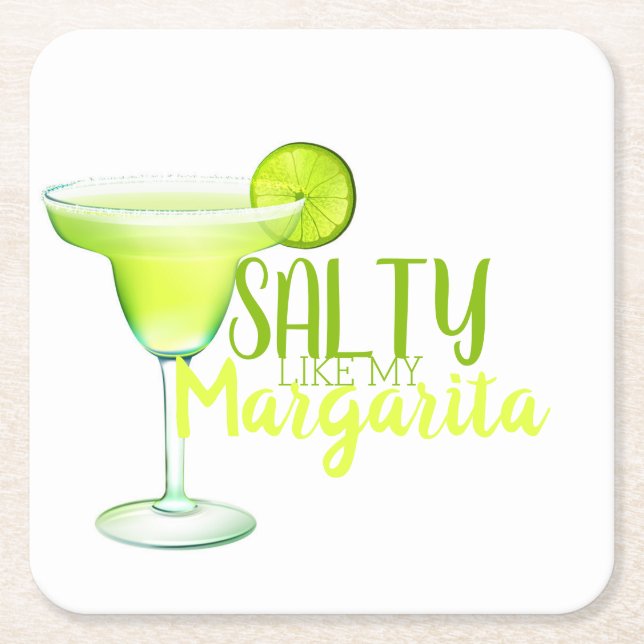 Salty Margarita Square Paper Coaster (Front)