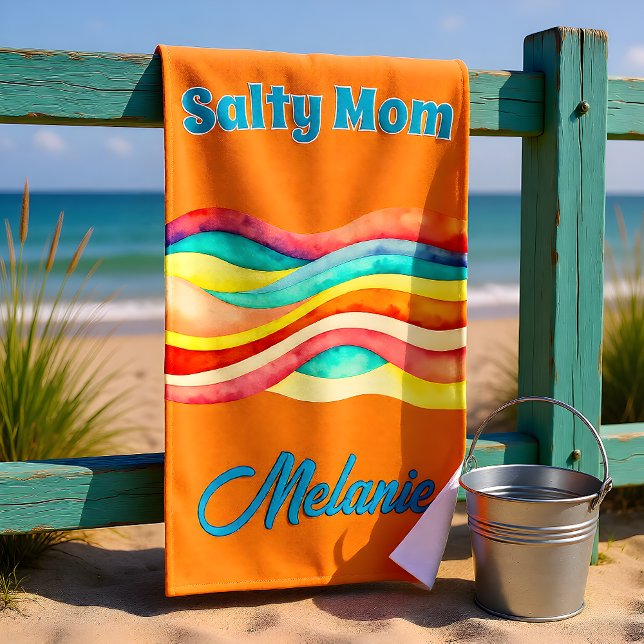 Salty Mom Coastal Summer Vibes Beach Towel (Creator Uploaded)