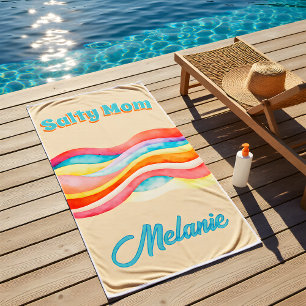 Salty Mom Coastal Summer Vibes Beach Towel