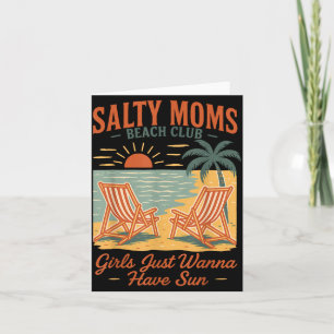 Salty Moms Beach Club Funny Beach Summer Vibes Card