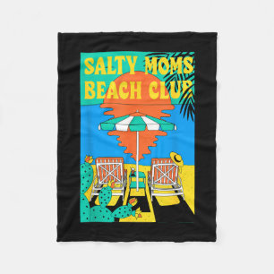 Salty moms beach club retro sunset tropical beach fleece blanket