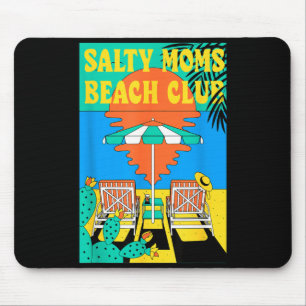 Salty moms beach club retro sunset tropical beach mouse pad
