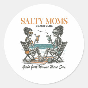 Salty Moms Beach Club Summer Vacation Beach Holida Classic Round Sticker