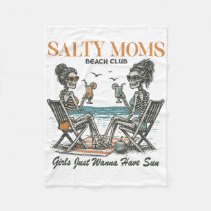 Salty Moms Beach Club Summer Vacation Beach Holida Fleece Blanket
