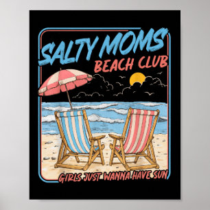 Salty moms beach club summer vacation holiday poster