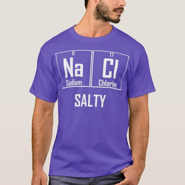 Salty NaCl Salt Funny Chemistry Chemical Joke T-Shirt (Front)