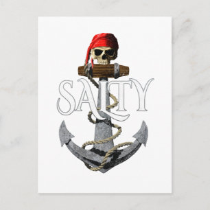 Salty Pirate Skull And Anchor Postcard
