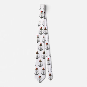 Salty Pirate Skull And Anchor Tie