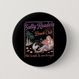 Salty Readers Beach Club Books Plot Twists Sea 6 Cm Round Badge