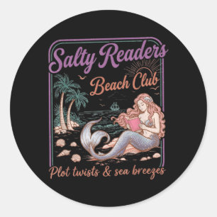 Salty Readers Beach Club Books Plot Twists Sea Classic Round Sticker