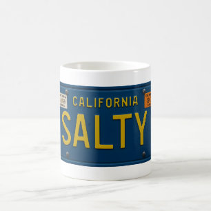 Salty -Retro 1969 California License Plate Graphic Coffee Mug