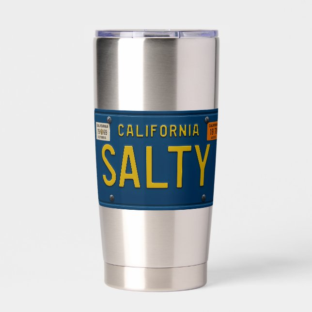 Salty -Retro 1969 California License Plate Graphic Insulated Tumbler (Front)